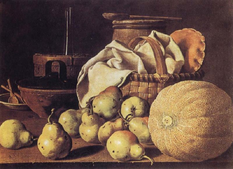Melendez, Luis Eugenio Still Life with Melon and Pears Spain oil painting art